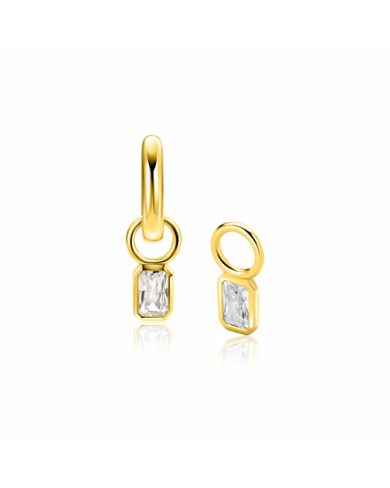 6mm ZINZI goldplated zilveren oorbedels met baguette-geslepen zirkonia in achthoekige zetting ZICH2826 - 11116154