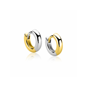 12mm ZINZI bicolor zilveren gladde oorringen met 3mm buisdikte, aan twee zijden te dragen en luxe klapsluiting, 12 x 2,7 x 3,2 mm, ZIO2835 - 11116257