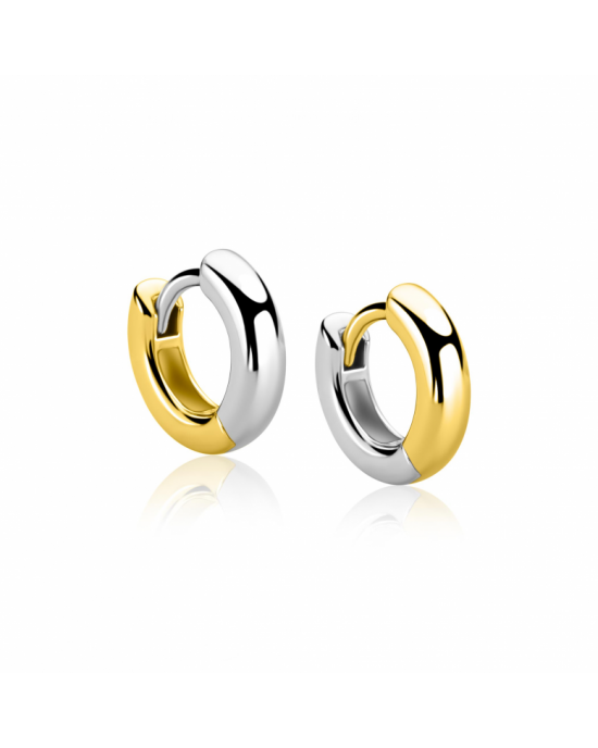 12mm ZINZI bicolor zilveren gladde oorringen met 3mm buisdikte, aan twee zijden te dragen en luxe klapsluiting, 12 x 2,7 x 3,2 mm, ZIO2835 - 11116257