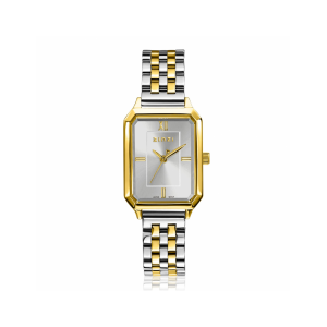 ZINZI Allure horloge 30mm achthoekige goudkleurige kast, zilvergekleurde wijzerplaat en bicolor stalen band, Japans uurwerk ZIW2533 - 11116148