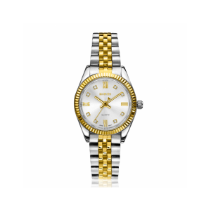 ZINZI Mini Iconic horloge 24mm met zilverkleurige wijzerplaat, witte zirkonia's als uur-aanduiding en stalen kast en bicolor band, Japans uurwerk ZIW2733 - 11116149