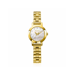 ZINZI Etoile Nuit horloge 20mm parelmoer wijzerplaat, witte zirkonia's als uur-aanduiding, goudkleurige stalen kast en schakelband, Japans uurwerk ZIW3134 - 11116179