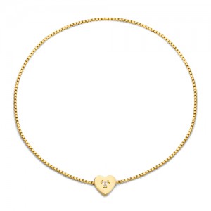 14 krt geelgouden armband " Forever Locked Hart Diamond by Cest Moi "  gladde hartvormig tussenstuk en sluiting, verfraaid met 3 diamantjes lengte 16 cm - 214406