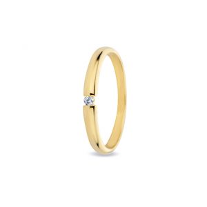 14 krt geelgouden Miss Spring solitair ring model Bibi met een 0.06 crt P/W briljant geslepen diamant - 209124