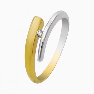 14 krt bicolor gouden fantasie Eclat briljant ring model R4260 met 0.03 crt briljant geslepen diamant TW/VS - 211814
